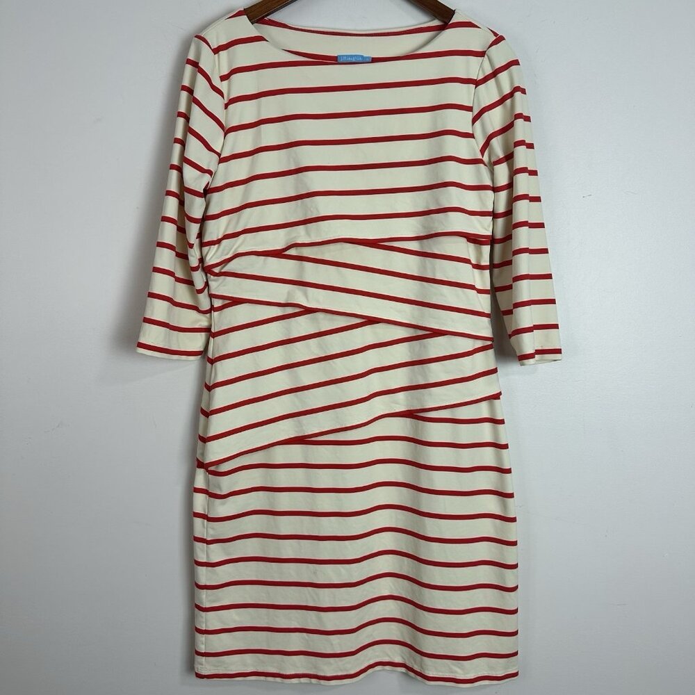J Mclaughlin Nicola 3/4 Sleeve‎ Layered Dress Catalina Cloth Size M Red Stripes